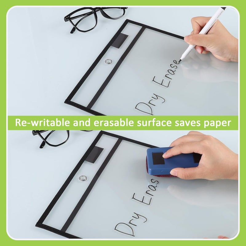 suituts 25 Pack Job Ticket Holders 10x13 Inches-Dry Erase Pockets Sleeves Shop Ticket Holder Reusable Plastic Pocket Protector Sleeves for Documents, Teacher Supplies - Image 4
